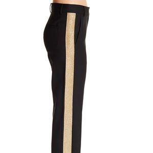 Tibi wool tuxedo dress pant 2 new gold stripe